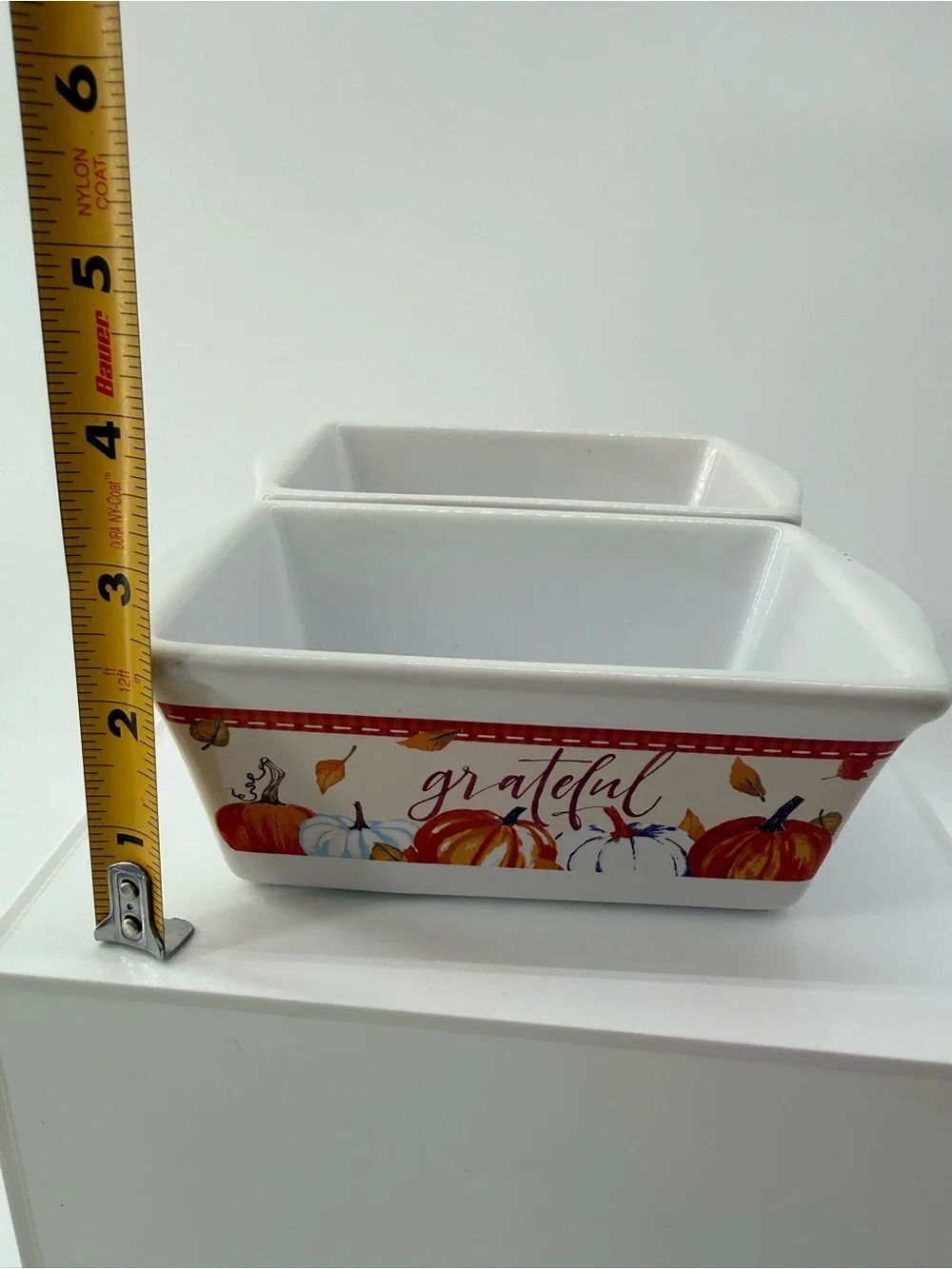 Grateful Pumpkin Ceramic Baking Dish - White and Orange